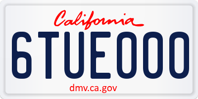 CA license plate 6TUE000