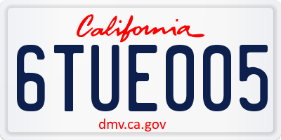 CA license plate 6TUE005