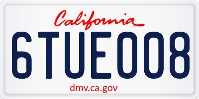 CA license plate 6TUE008