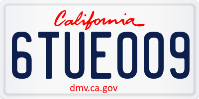 CA license plate 6TUE009