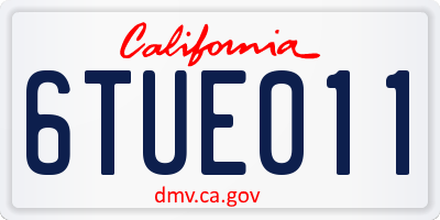 CA license plate 6TUE011