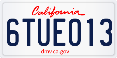 CA license plate 6TUE013