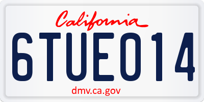 CA license plate 6TUE014