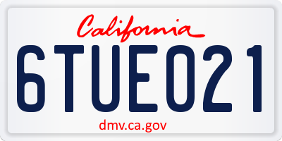 CA license plate 6TUE021
