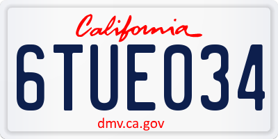 CA license plate 6TUE034