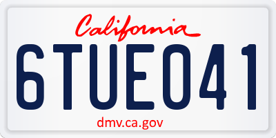 CA license plate 6TUE041