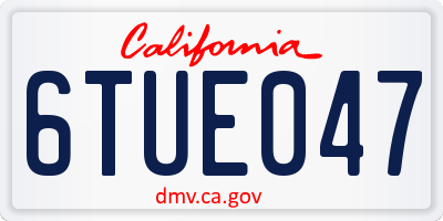 CA license plate 6TUE047