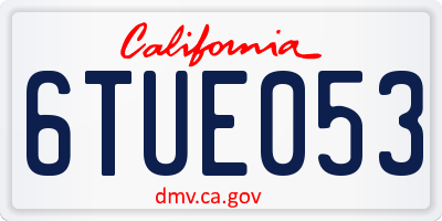 CA license plate 6TUE053