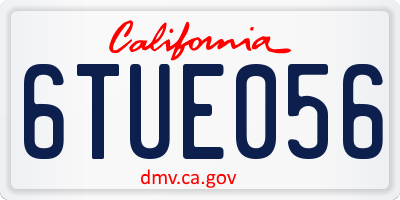 CA license plate 6TUE056