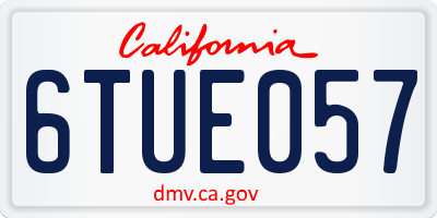 CA license plate 6TUE057