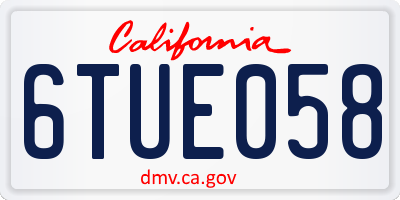 CA license plate 6TUE058
