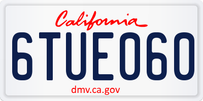 CA license plate 6TUE060