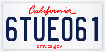 CA license plate 6TUE061