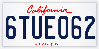 CA license plate 6TUE062