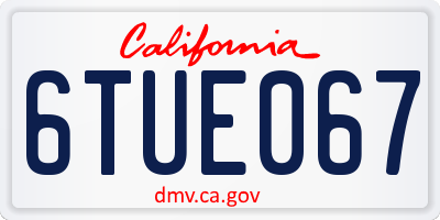 CA license plate 6TUE067
