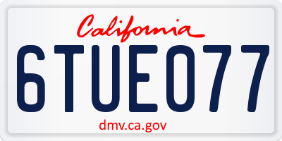 CA license plate 6TUE077