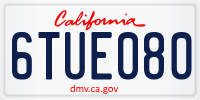 CA license plate 6TUE080