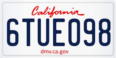 CA license plate 6TUE098