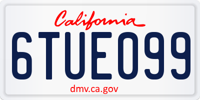 CA license plate 6TUE099