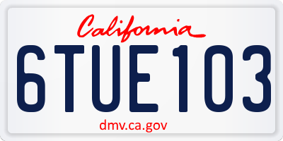 CA license plate 6TUE103