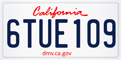 CA license plate 6TUE109