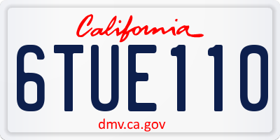 CA license plate 6TUE110