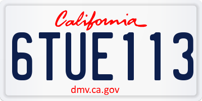 CA license plate 6TUE113