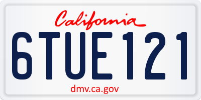 CA license plate 6TUE121