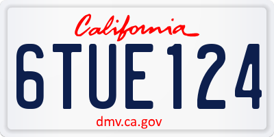 CA license plate 6TUE124