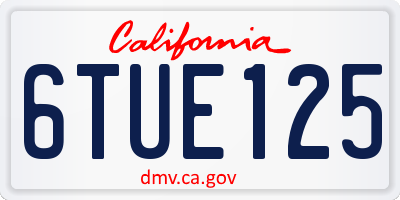 CA license plate 6TUE125