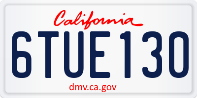 CA license plate 6TUE130