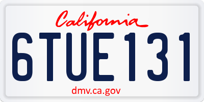 CA license plate 6TUE131