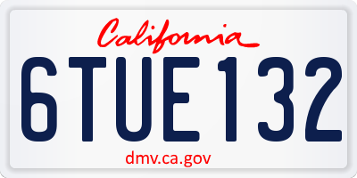 CA license plate 6TUE132