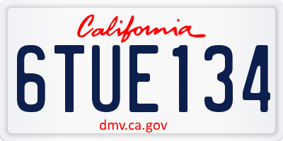 CA license plate 6TUE134