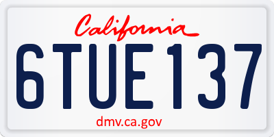 CA license plate 6TUE137