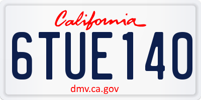 CA license plate 6TUE140