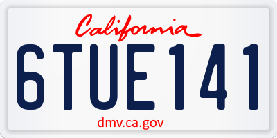 CA license plate 6TUE141
