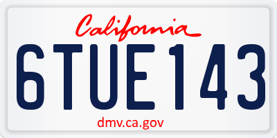 CA license plate 6TUE143