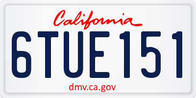 CA license plate 6TUE151