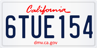 CA license plate 6TUE154