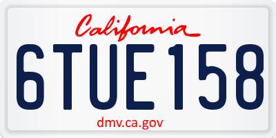 CA license plate 6TUE158