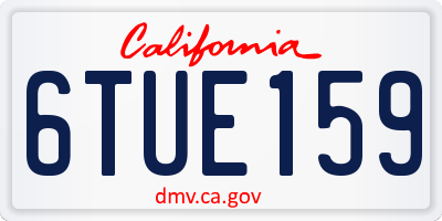 CA license plate 6TUE159