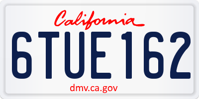 CA license plate 6TUE162