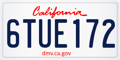 CA license plate 6TUE172