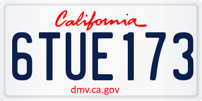 CA license plate 6TUE173