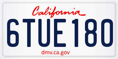 CA license plate 6TUE180