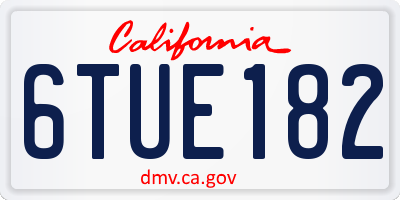 CA license plate 6TUE182