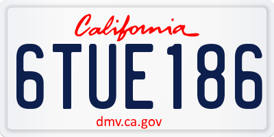 CA license plate 6TUE186