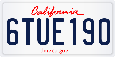 CA license plate 6TUE190