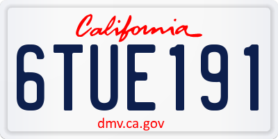CA license plate 6TUE191